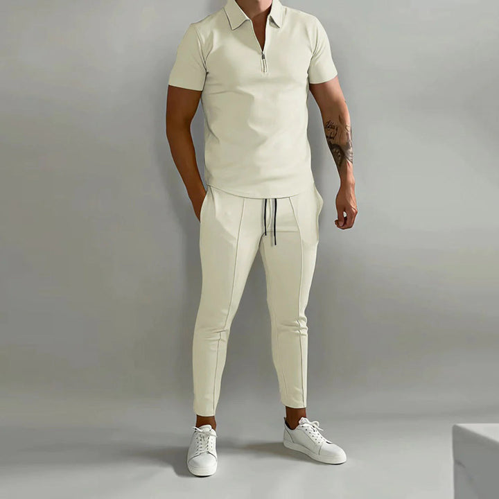 Ensemble deux pièces homme – Polo slim fit & pantalon de jogging avec col zippé
