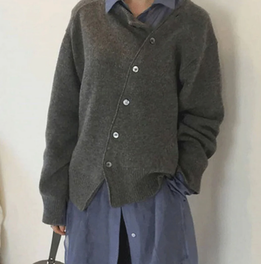 MELLY - Cardigan doux en tricot avec fermeture diagonale à boutons