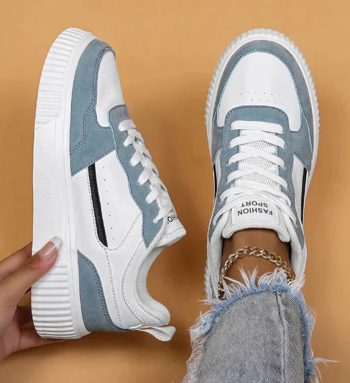 Baskets femme avec semelle plateforme – chaussures de style rétro streetwear avec détails en daim et lacets