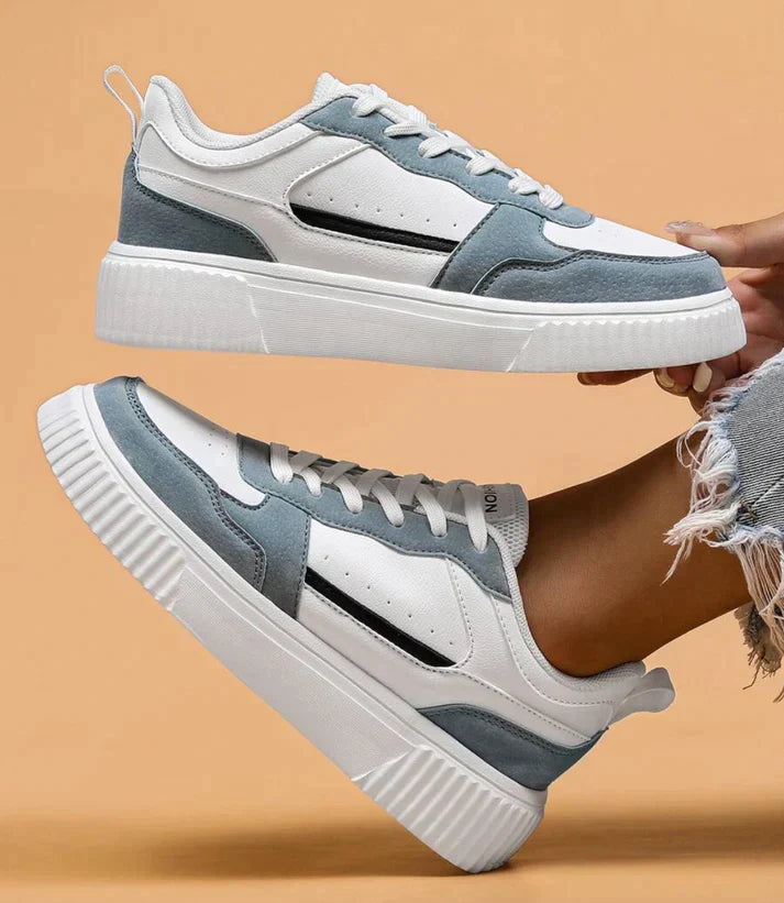 Baskets femme avec semelle plateforme – chaussures de style rétro streetwear avec détails en daim et lacets