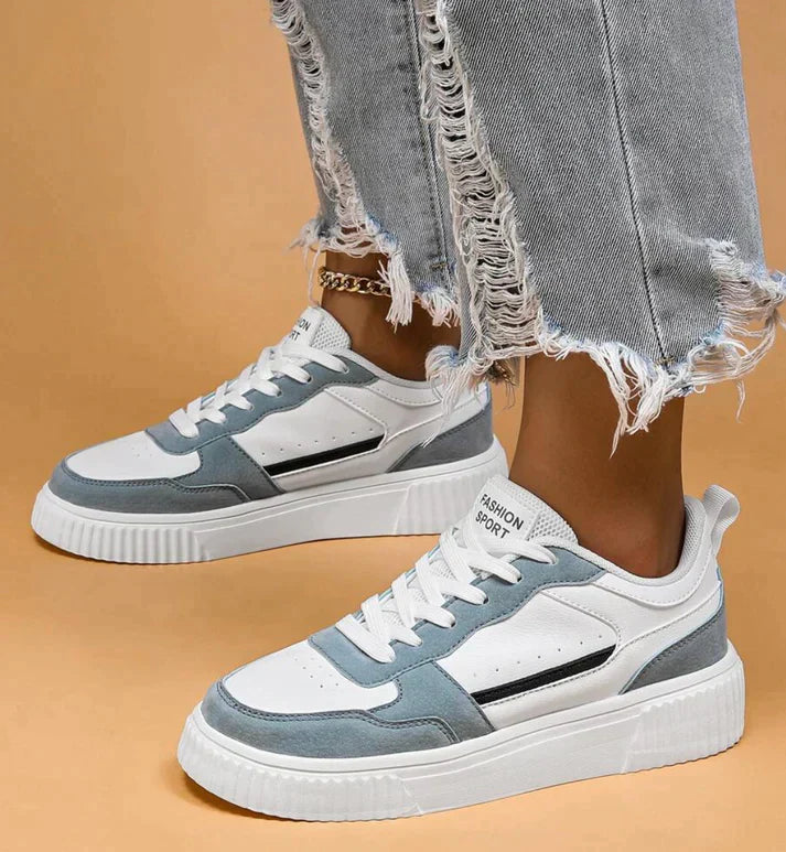 Baskets femme avec semelle plateforme – chaussures de style rétro streetwear avec détails en daim et lacets