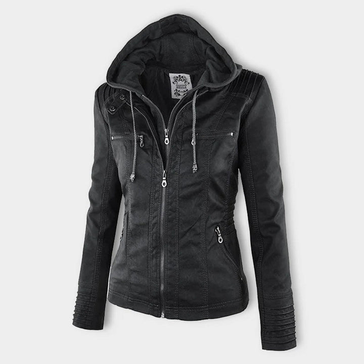 Casual Kapuzen-Lederjacke Für Damen | Perfekt für Lässige Tage