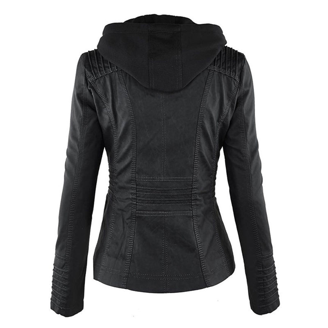 Casual Kapuzen-Lederjacke Für Damen | Perfekt für Lässige Tage