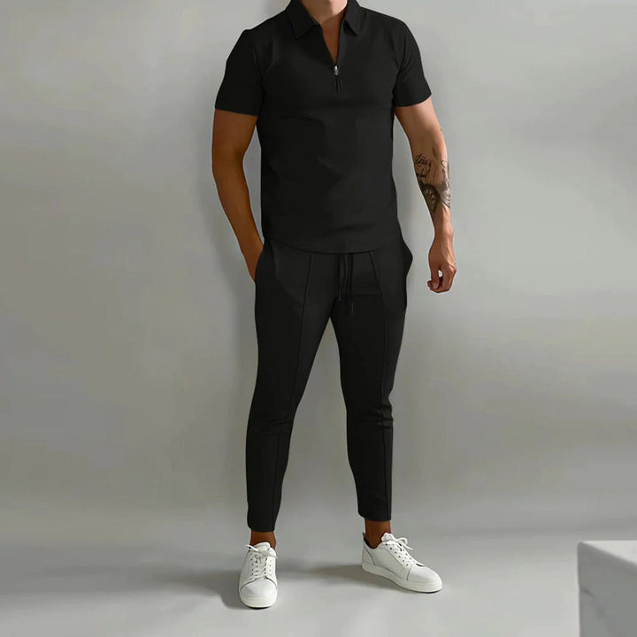 Ensemble deux pièces homme – Polo slim fit & pantalon de jogging avec col zippé