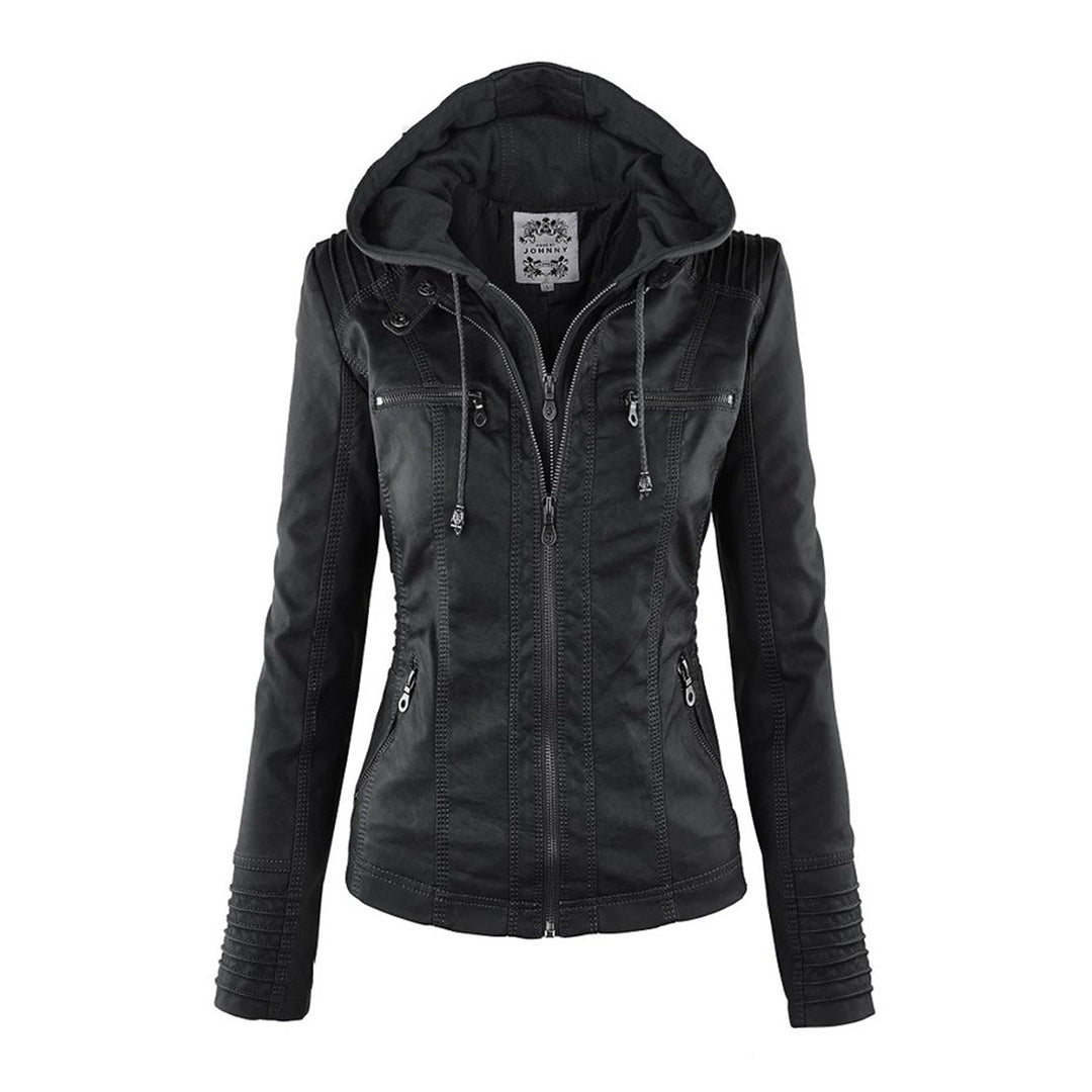 Casual Kapuzen-Lederjacke Für Damen | Perfekt für Lässige Tage