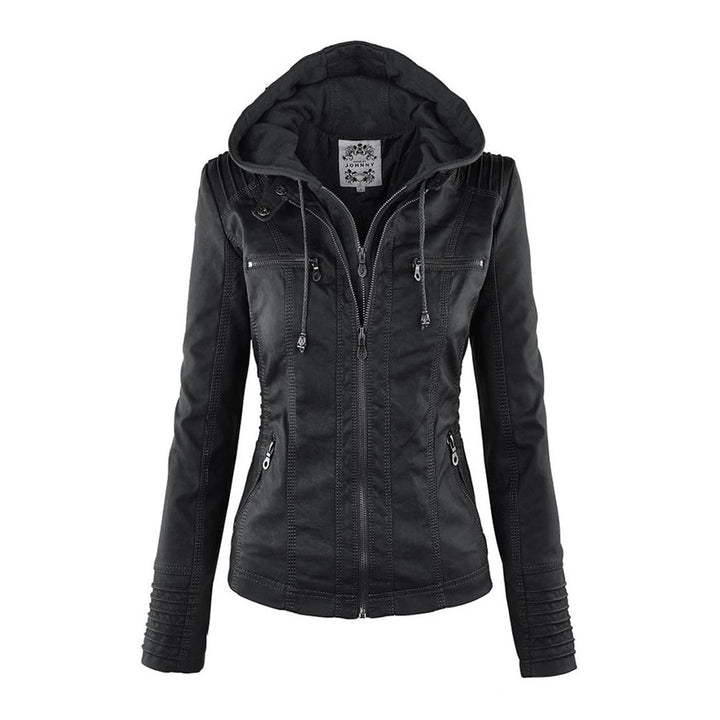Casual Kapuzen-Lederjacke Für Damen | Perfekt für Lässige Tage