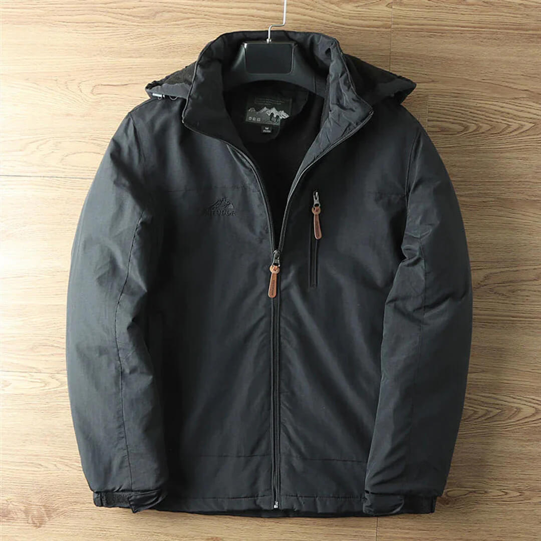 Herren Outdoorjacke mit Fleece-Innenfutter – Winddichte & Wasserabweisende Übergangsjacke mit Kapuze