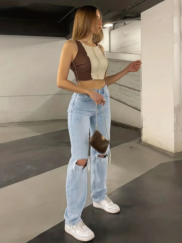 Isla - Pantalon en denim déchiré de loisirs