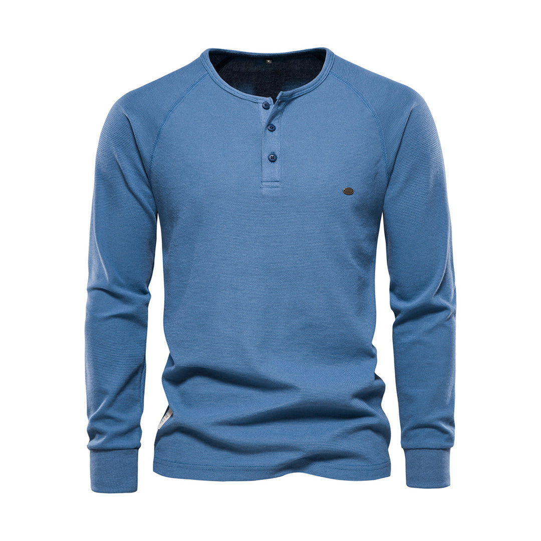 Herren Henley Langarmshirt mit Knopfleiste – Bequemes Freizeitshirt mit Rundhals für Alltag, Layering & Streetstyle
