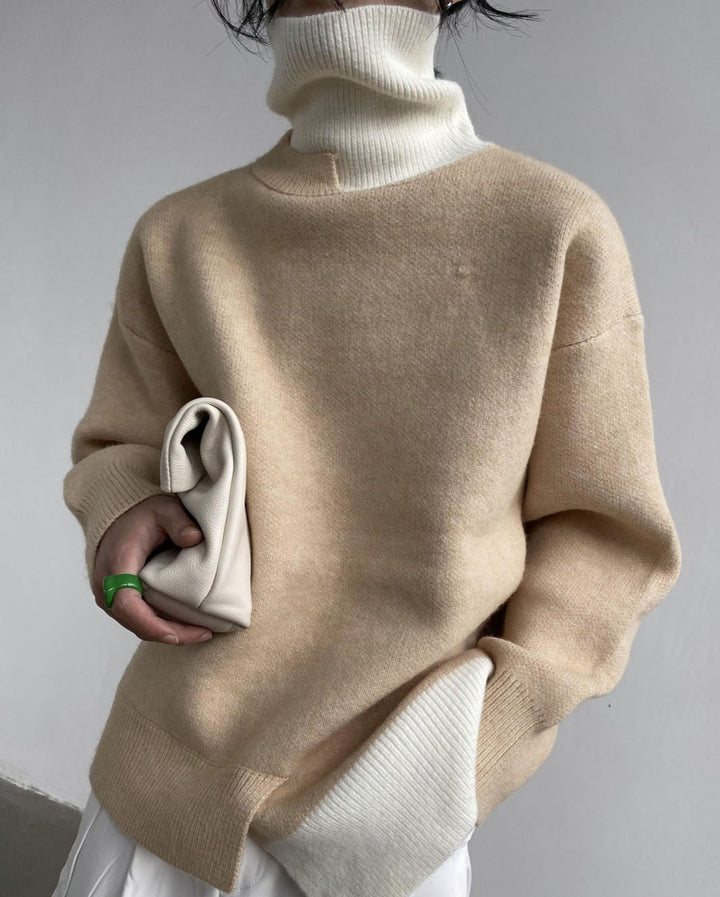 Harriette - Bohème Rollkragenpullover in Khaki