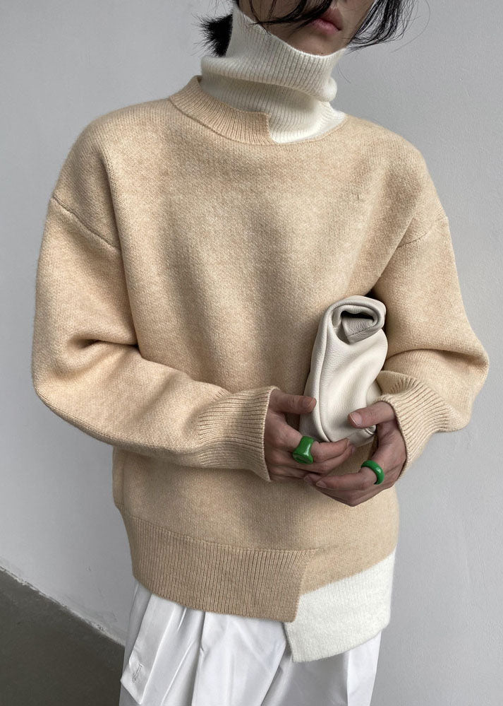 Harriette - Bohème Rollkragenpullover in Khaki