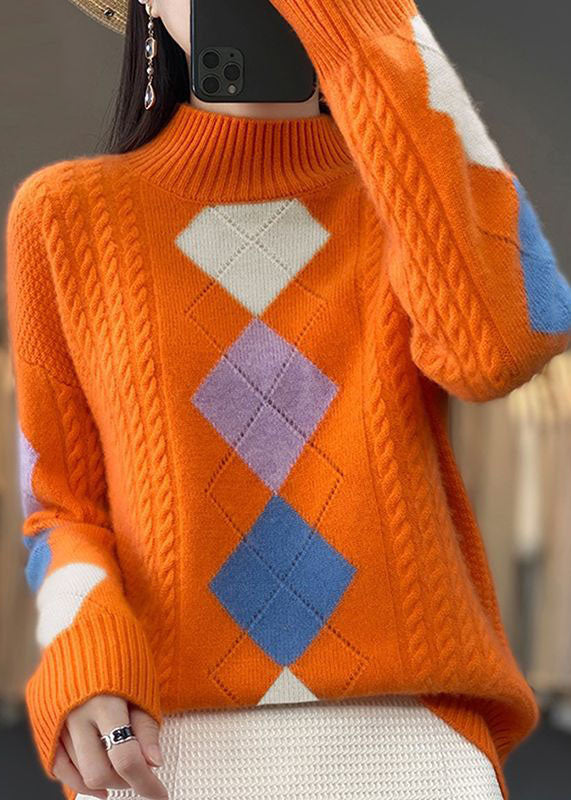 Elyse - Bohème Orange pull-over à col montant