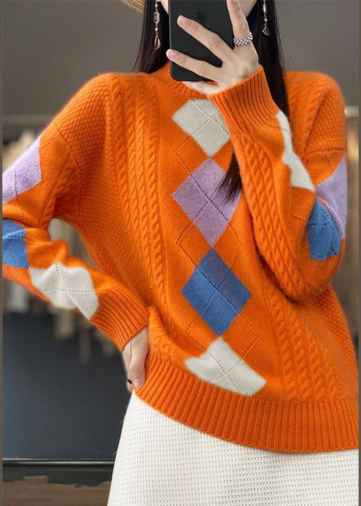 Elyse - Bohème Orange pull-over à col montant