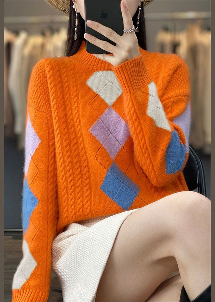 Elyse - Bohème Orange pull-over à col montant