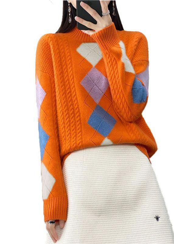 Elyse - Bohème Orange pull-over à col montant