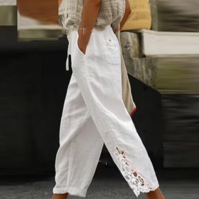 GRETA - Pantalon brodé fleur