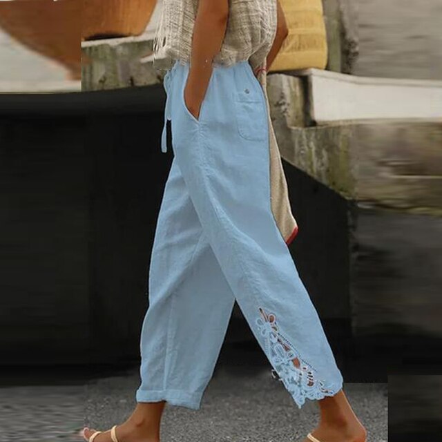 GRETA - Pantalon brodé fleur