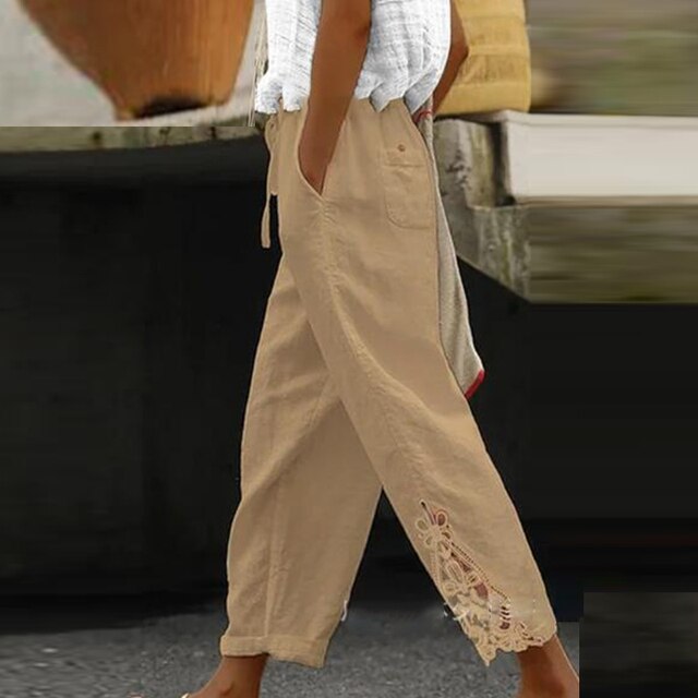 GRETA - Pantalon brodé fleur