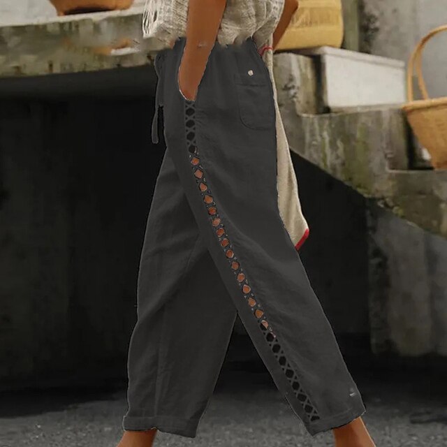 GRETA - Pantalon brodé fleur