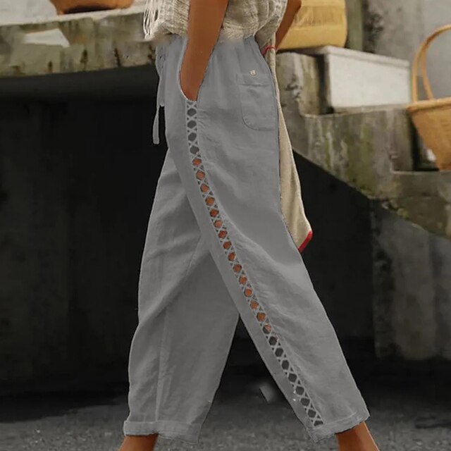 GRETA - Pantalon brodé fleur