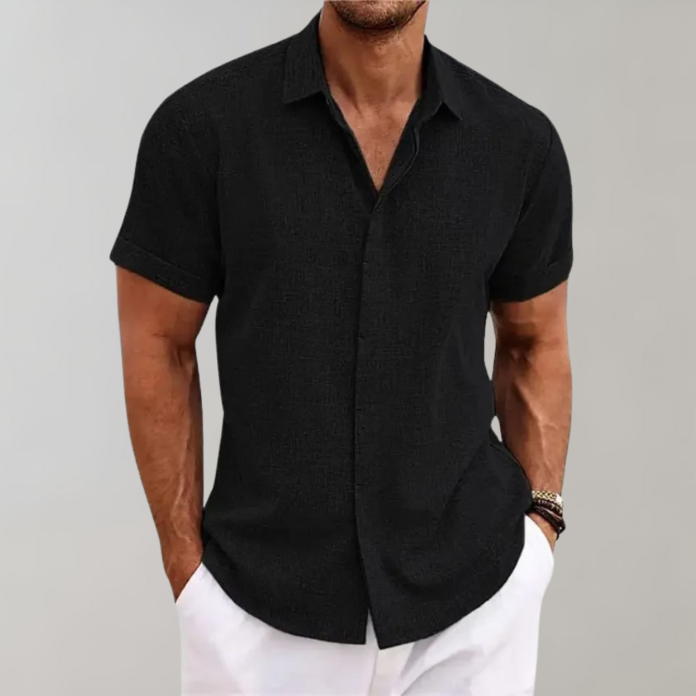 Chemise d'été à manches courtes pour hommes – Chemise décontractée légère avec col classique
