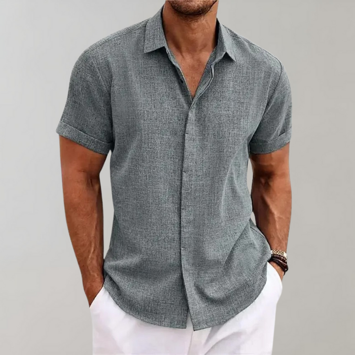 Chemise d'été à manches courtes pour hommes – Chemise décontractée légère avec col classique