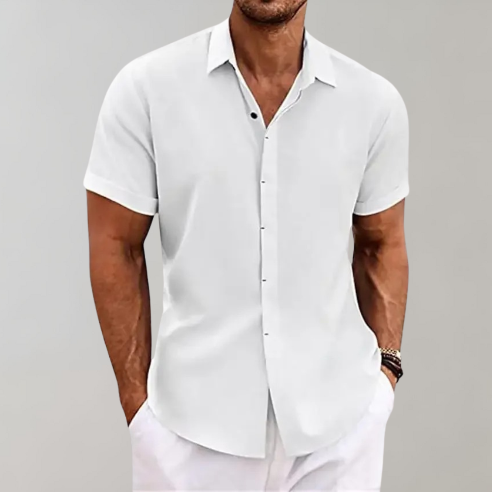 Chemise d'été à manches courtes pour hommes – Chemise décontractée légère avec col classique