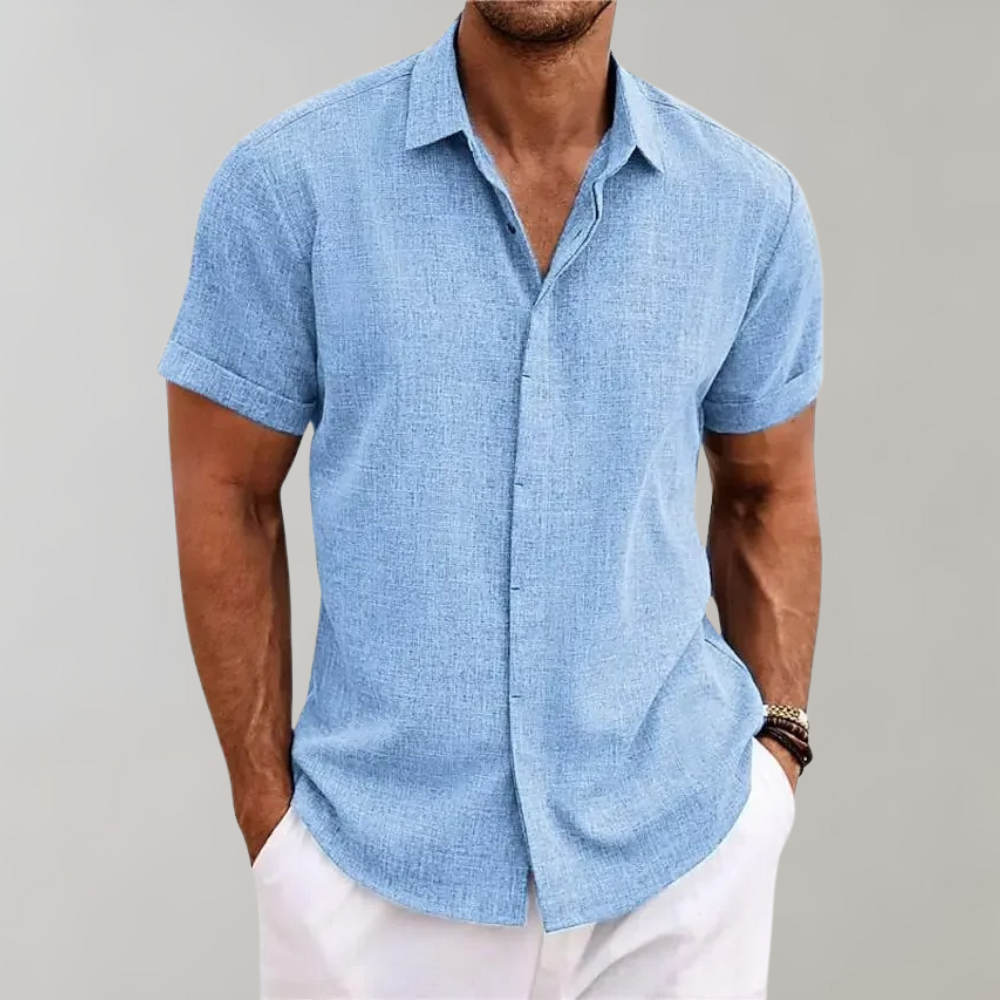 Chemise d'été à manches courtes pour hommes – Chemise décontractée légère avec col classique
