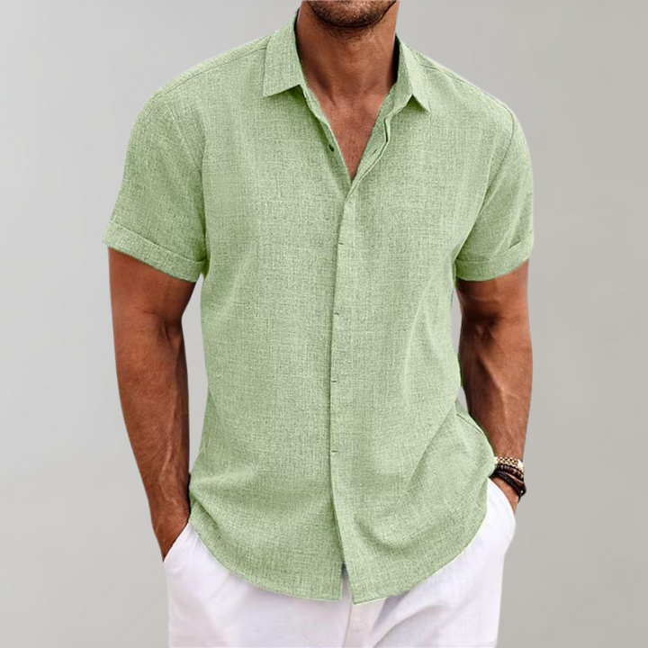 Chemise d'été à manches courtes pour hommes – Chemise décontractée légère avec col classique