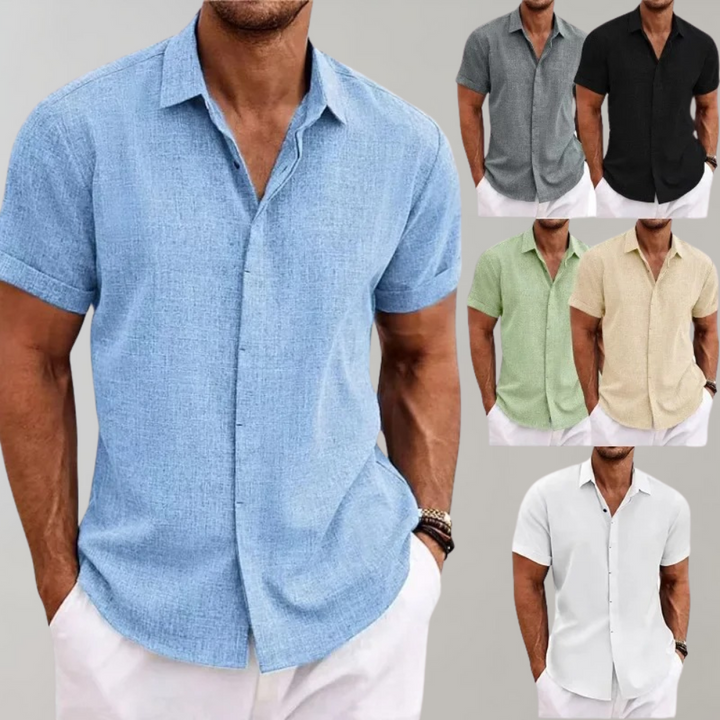 Chemise d'été à manches courtes pour hommes – Chemise décontractée légère avec col classique