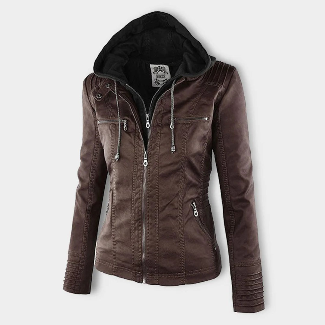 Casual Kapuzen-Lederjacke Für Damen | Perfekt für Lässige Tage
