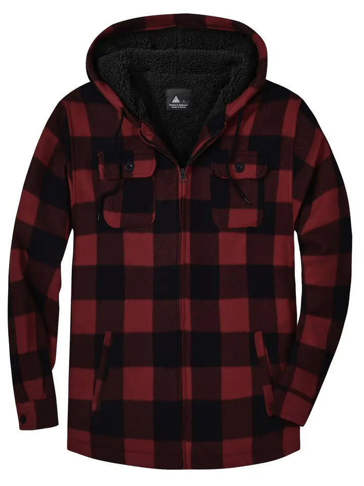 Men's trendy hooded coat with Sherpa lining warm jacket