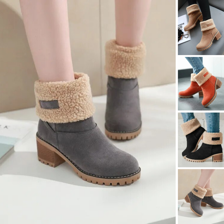 Bottes d'hiver chaudes et confortables à cheville avec laine pour femmes | Parfait pour les activités de plein air