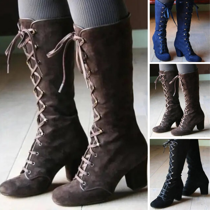 Casual Retro Wildleder Stiefeletten mit Absatz für Damen | Für den Alltag
