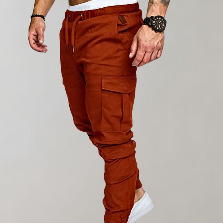 Pantalon de jogging cargo homme avec poches et cordon de serrage – Pantalon streetwear slim fit pour loisirs et entraînement
