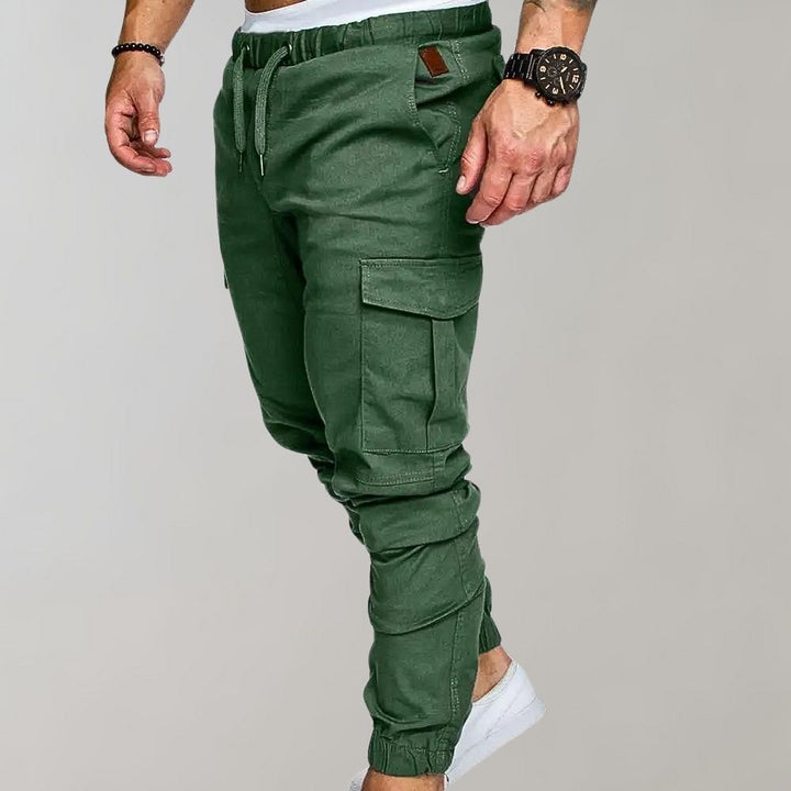 Pantalon de jogging cargo homme avec poches et cordon de serrage – Pantalon streetwear slim fit pour loisirs et entraînement