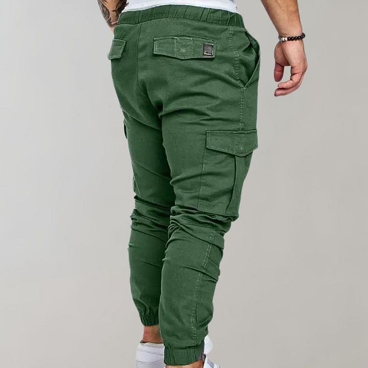Pantalon de jogging cargo homme avec poches et cordon de serrage – Pantalon streetwear slim fit pour loisirs et entraînement