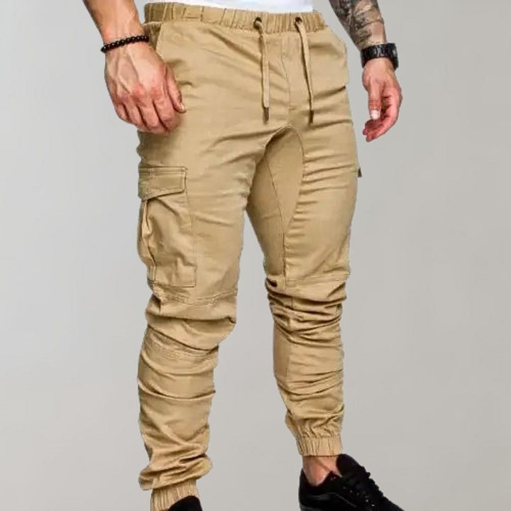 Pantalon de jogging cargo homme avec poches et cordon de serrage – Pantalon streetwear slim fit pour loisirs et entraînement