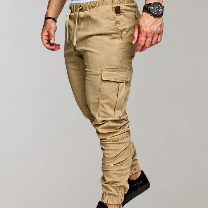 Pantalon de jogging cargo homme avec poches et cordon de serrage – Pantalon streetwear slim fit pour loisirs et entraînement