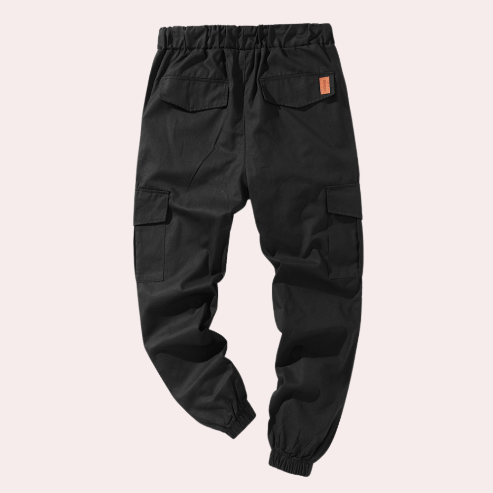 Pantalon de jogging cargo homme avec poches et cordon de serrage – Pantalon streetwear slim fit pour loisirs et entraînement