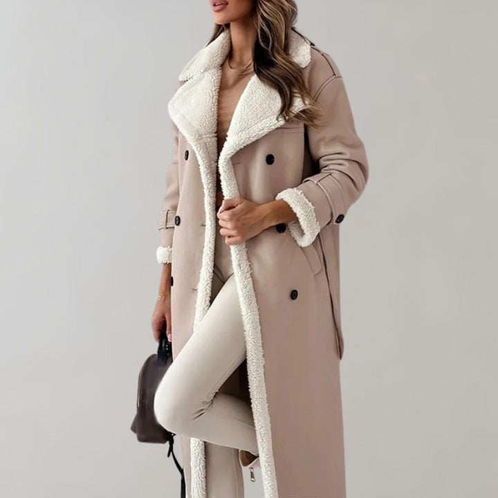 Cappotto invernale elegante a una fila in morbida pelle
