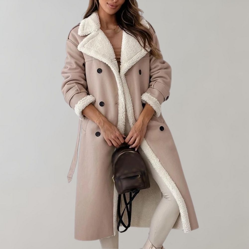 Cappotto invernale elegante a una fila in morbida pelle