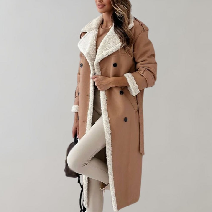 Cappotto invernale elegante a una fila in morbida pelle