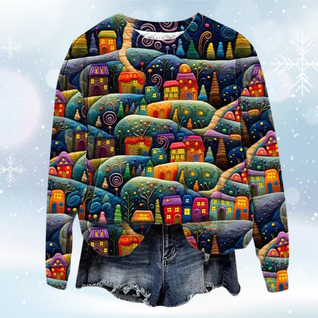Adelinde | Pull à manches longues pour femmes avec design 3D et motif festif