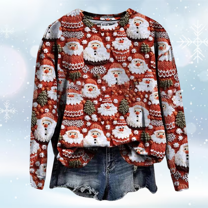 Adelinde | Pull à manches longues pour femmes avec design 3D et motif festif