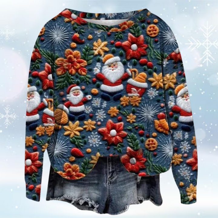 Adelinde | Pull à manches longues pour femmes avec design 3D et motif festif