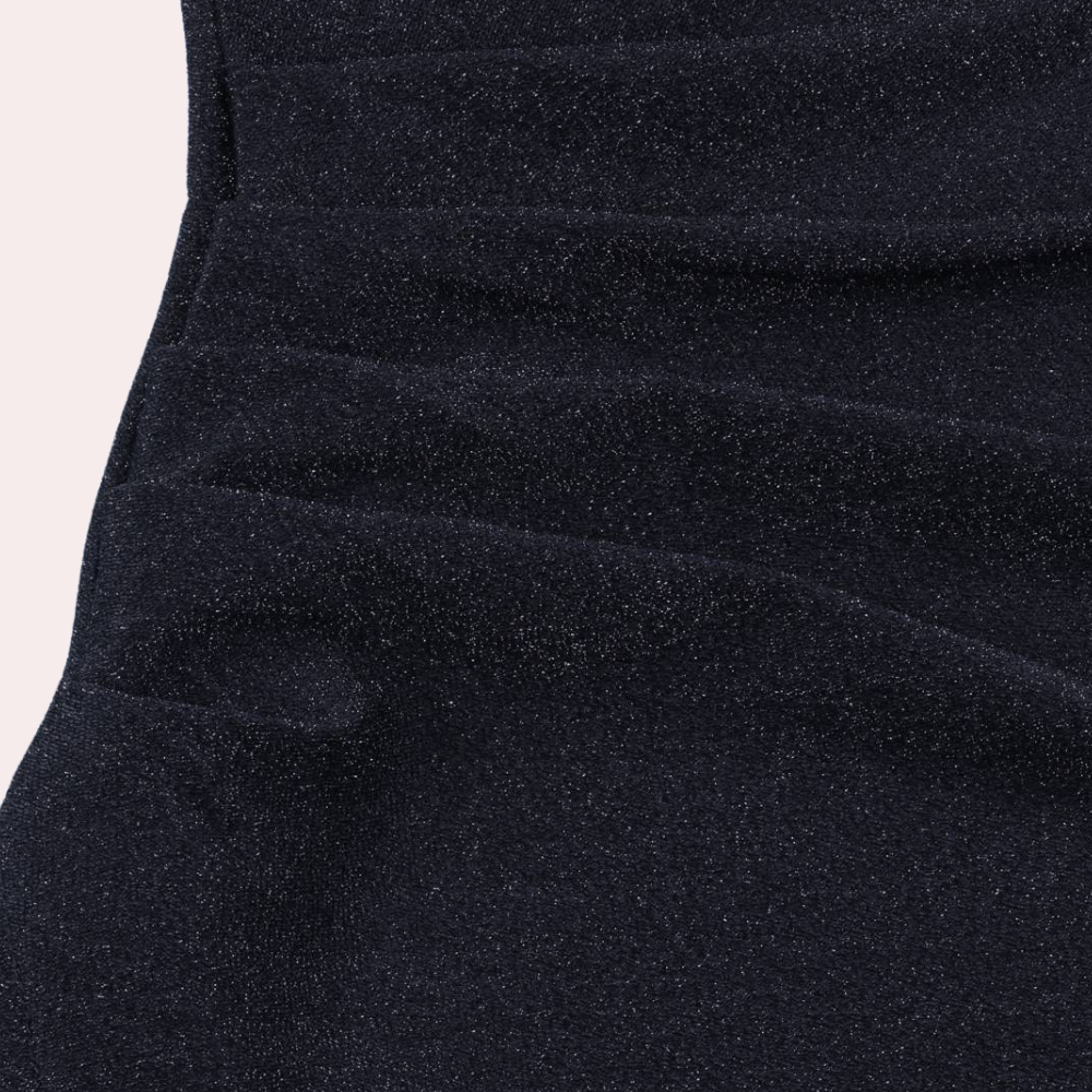 Elegante vestito da festa senza spalline con spacco sulla gamba – vestito midi aderente con effetto glitter per sera, cocktail e eventi