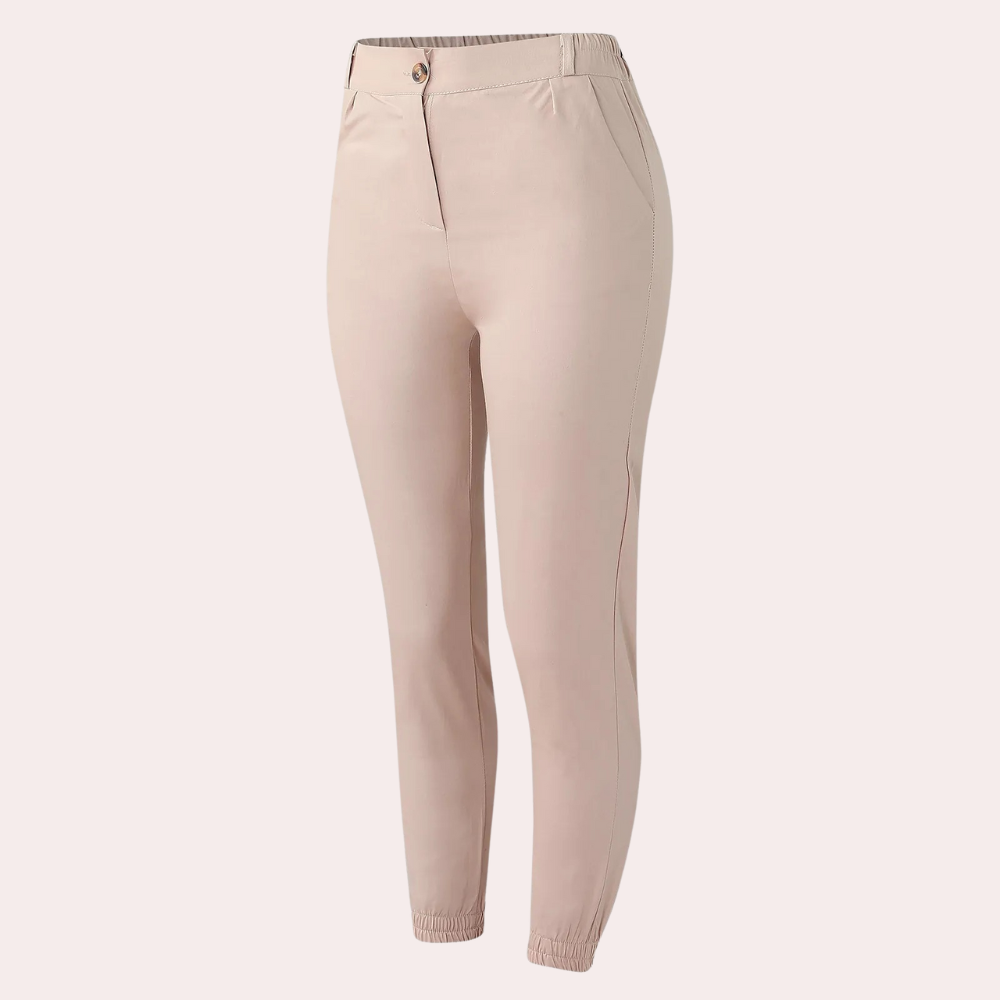 Pantalon jogger chino femme – Pantalon en tissu confortable avec bord-côte & look slim fit pour le quotidien & le bureau