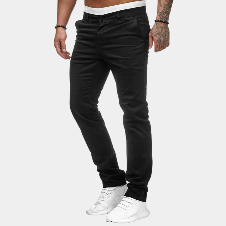 Pantalon chino slim fit pour hommes – Pantalon de loisirs blanc avec stretch | Pantalon en tissu confortable pour le quotidien, les fêtes et l'été