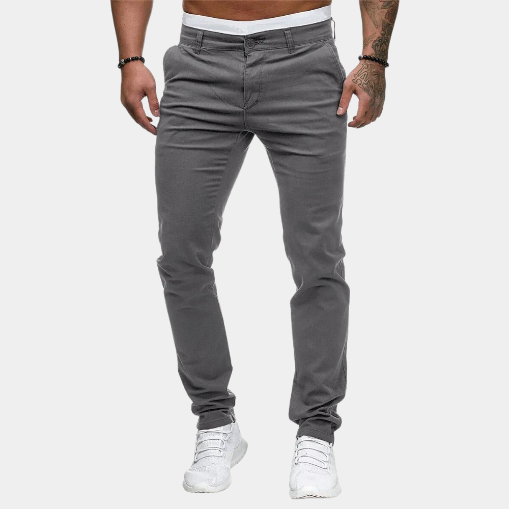 Pantalon chino slim fit pour hommes – Pantalon de loisirs blanc avec stretch | Pantalon en tissu confortable pour le quotidien, les fêtes et l'été